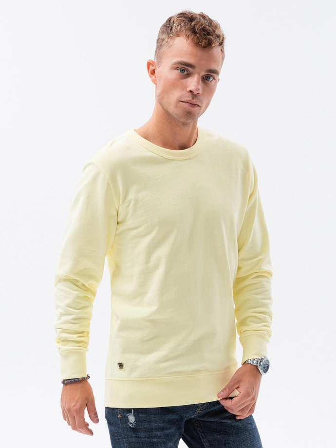 Men's hoodless cotton sweatshirt - yellow V1 B1146