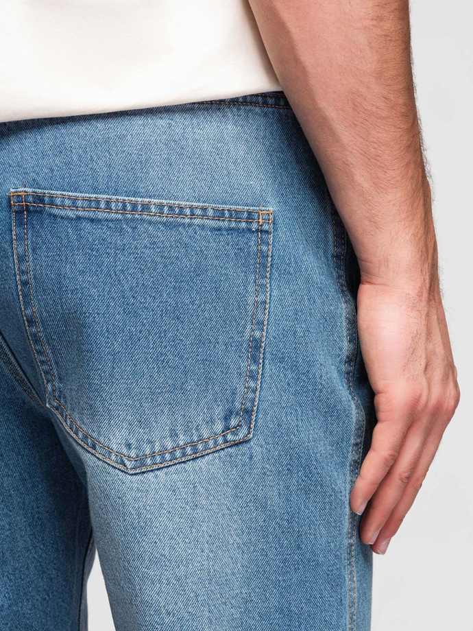 Men's short denim shorts with rips and holes - blue V3 OM-SRDS-0157