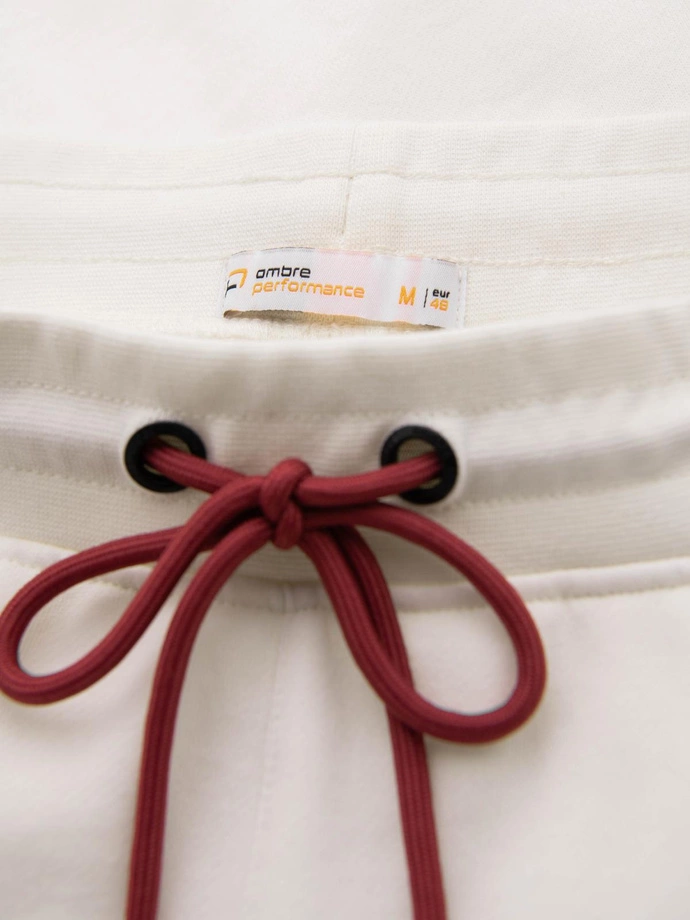 Men's sport jogger pants with stripes - cream V2 OM-PASK-0284