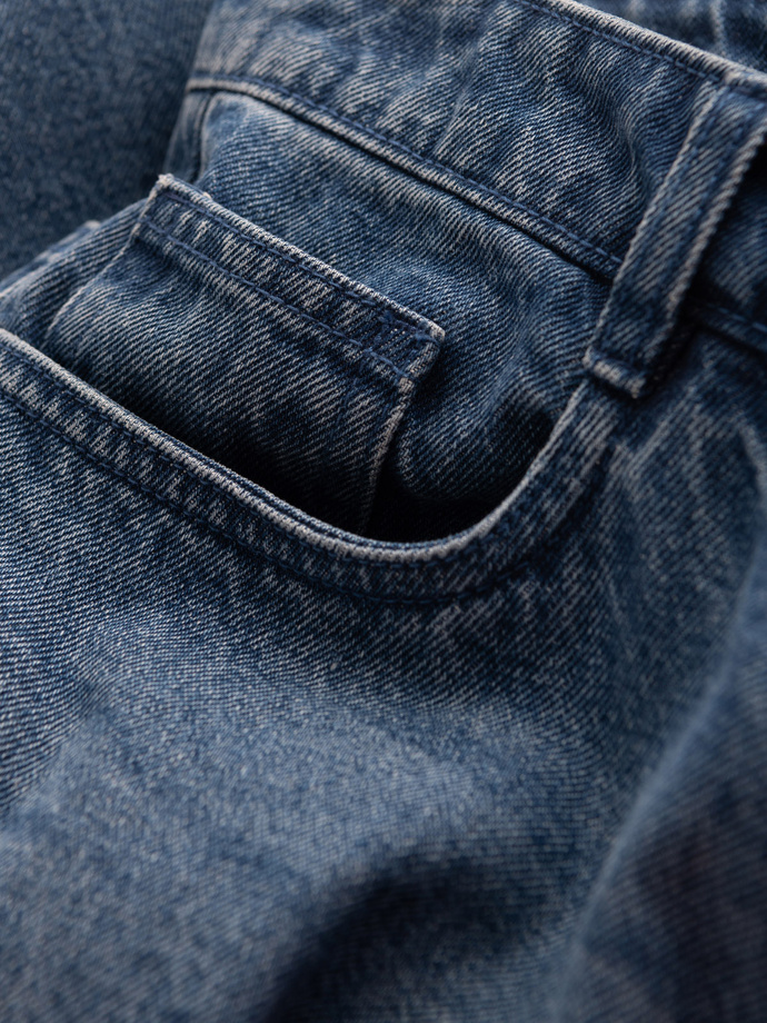 Vyriškos TAPERED FIT džinsinės kelnės su skylutėmis - tamsiai mėlynos V3 OM-PADP-0175