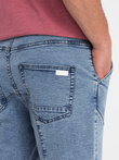 Pantaloni scurți de bărbați din denim cu cusături - albastru deschis V1 OM-SRDS-0101