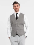 Men's jacquard casual vest without lapels - gray V2 OM-BLZV-0111