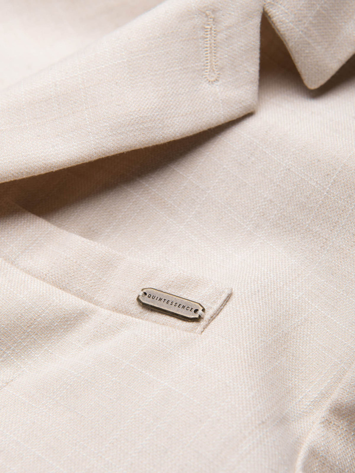 Men's REGULAR cut blazer with linen - cream V1 OM-BLZB-0128