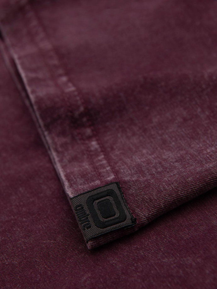 Tricou pentru bărbați cu efect de spălare - burgundy V3 OM-TSWT-0116