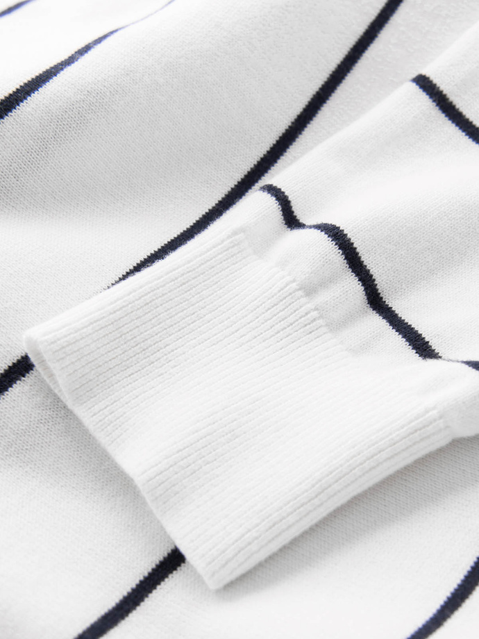 Pulover casual pentru bărbați cu dungi orizontale - crem V2 OM-SWSW-0143