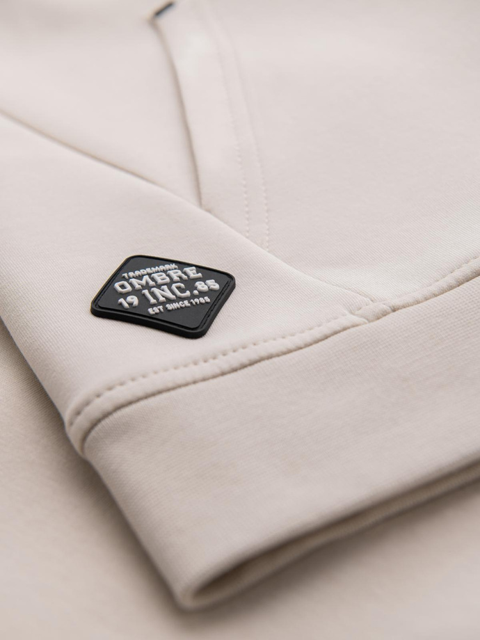 Mikina s kapucí ve streetwearovém stylu - písková V6 OM-SSZP-0213