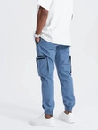 Men's JOGGER pants with stand-off and zippered cargo pockets - blue V7 OM-PAJO-0135