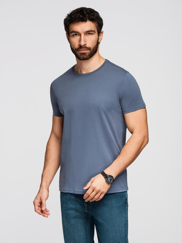 Tricou clasic BASIC din bumbac pentru bărbați - violet V13 OM-TSBS-0146