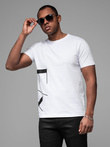 Men's cotton jersey t-shirt with large side lettering - white V2 OM-TSPT-0213