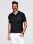 Stylish men's stretch fabric polo shirt - black V1 OM-POSS-0150