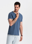Tricou pentru bărbați cu finisaj brut - albastru închis V3 OM-TSCT-22SS-004