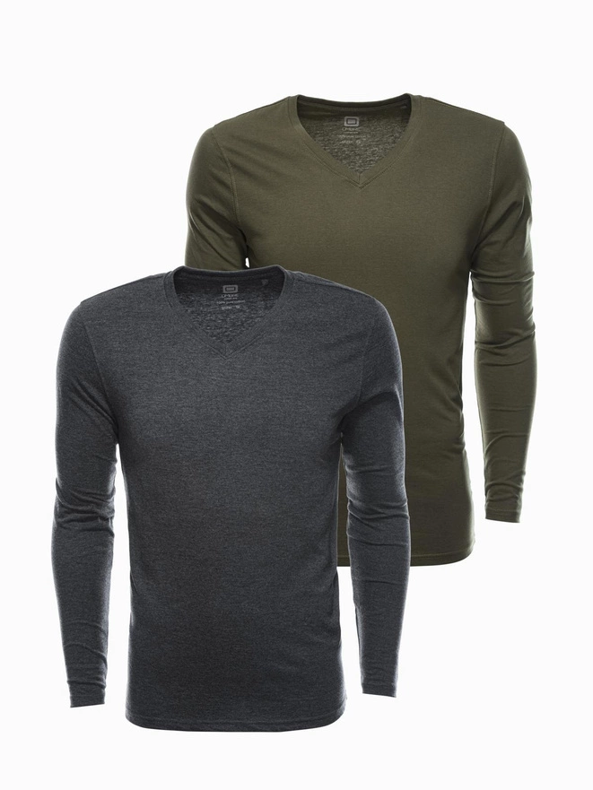 Pánská souprava s dlouhým rukávem V-NECK - mix 2-pack V9 Z41