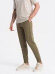 Pantaloni de trening jogger din bumbac pentru bărbați BASIC - olive V2 OM-PABS-0174