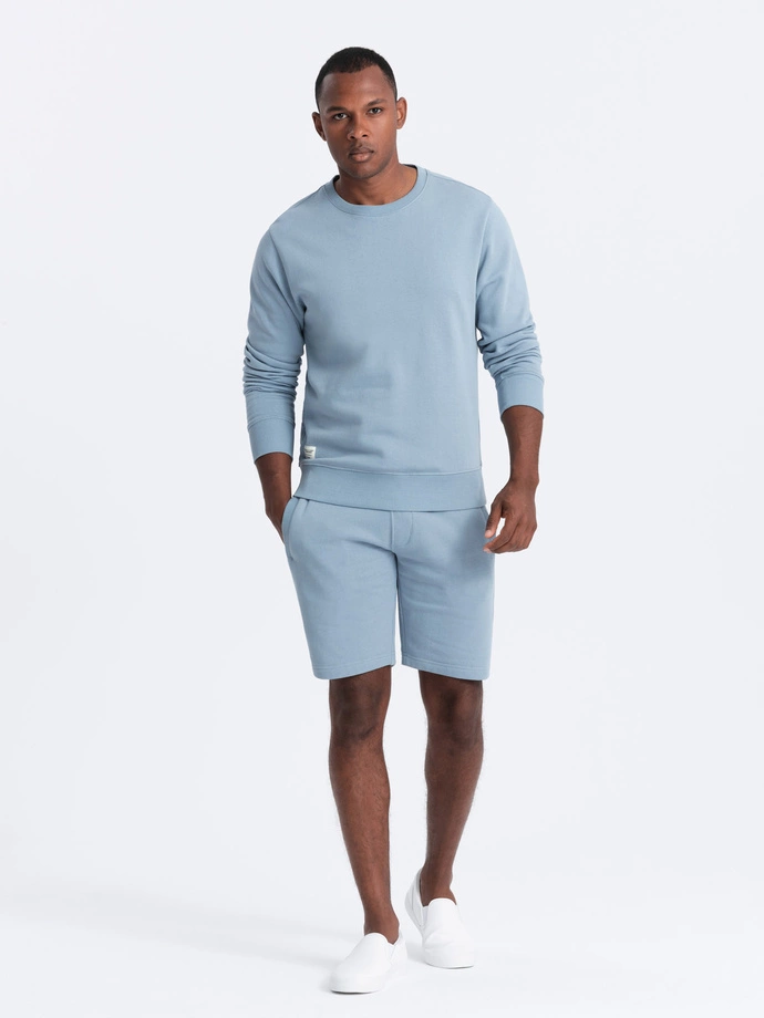 Men's sweatshirt set sweatshirt + shorts - blue V7 Z77