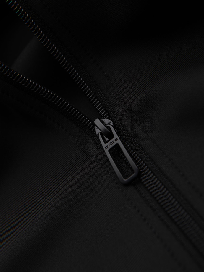 Pánská mikina na zip s kapucí a lemováním - černá V1 OM-SSZP-0210