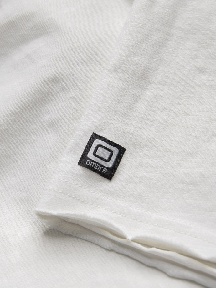 Men's t-shirt with raw finish - ecru V6 OM-TSCT-22SS-004