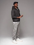 Men's knitted joggers with cargo pockets - light grey V4 OM-PAJO-0199