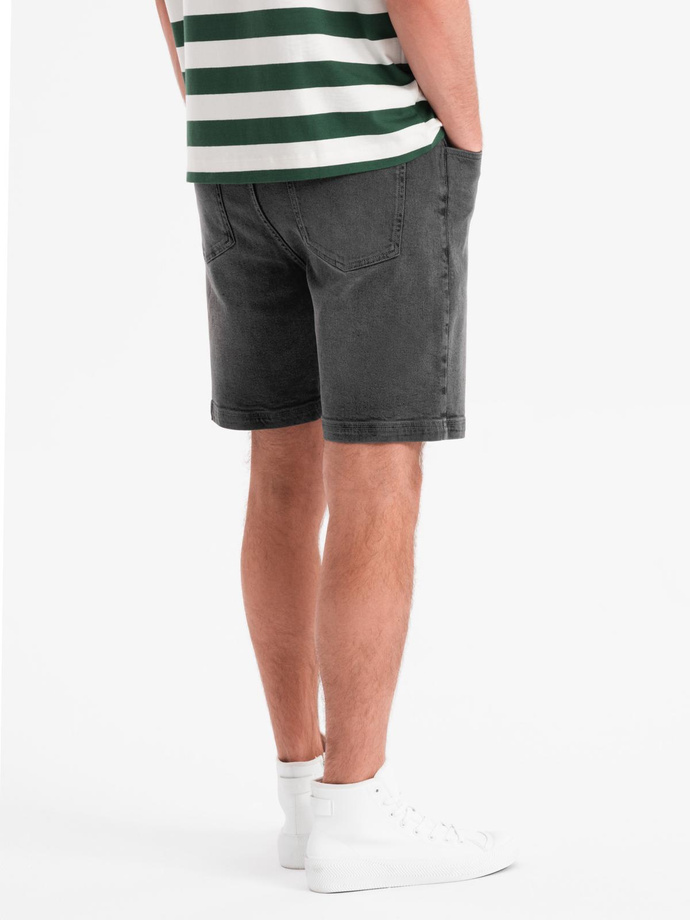 Pantaloni scurți casual pentru bărbați SLIM FIT jacquard knit - albastru marin V1 OM-SRCS-0168