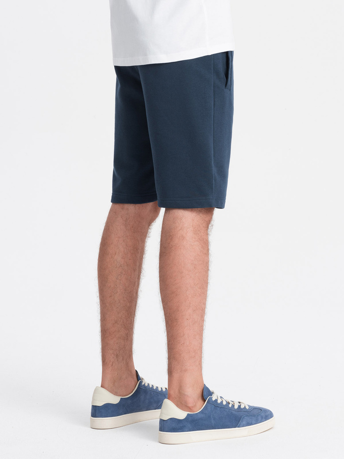Men's pre-knee BASIC sweat shorts - navy blue V1 OM-SRBS-0149