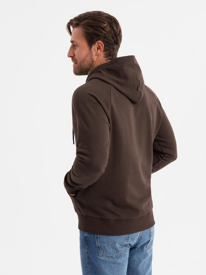Men's Classic Printed Kangaroo Sweatshirt - Dark Brown V2 OM-SSPS-0150