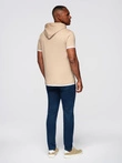Men's hooded cotton t-shirt - beige V5 OM-TSCT-0256