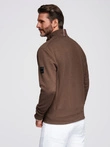 Lightweight unzipped men's jacket with quilted front - brown V3 OM-JANP-0193