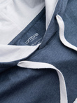 Casual men's cotton t-shirt with hood - dark blue melange V12 OM-TSCT-22SS-001
