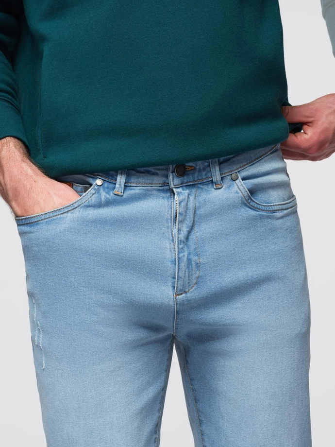 Pantaloni bărbătești JOGGERY din denim cu evazare clasică - albastru deschis V1 OM-PADJ-0265