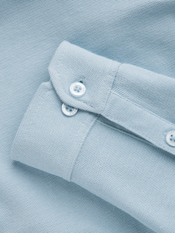 Cămașă tricotată cu mânecă lungă pentru bărbați - albastru V3 K542