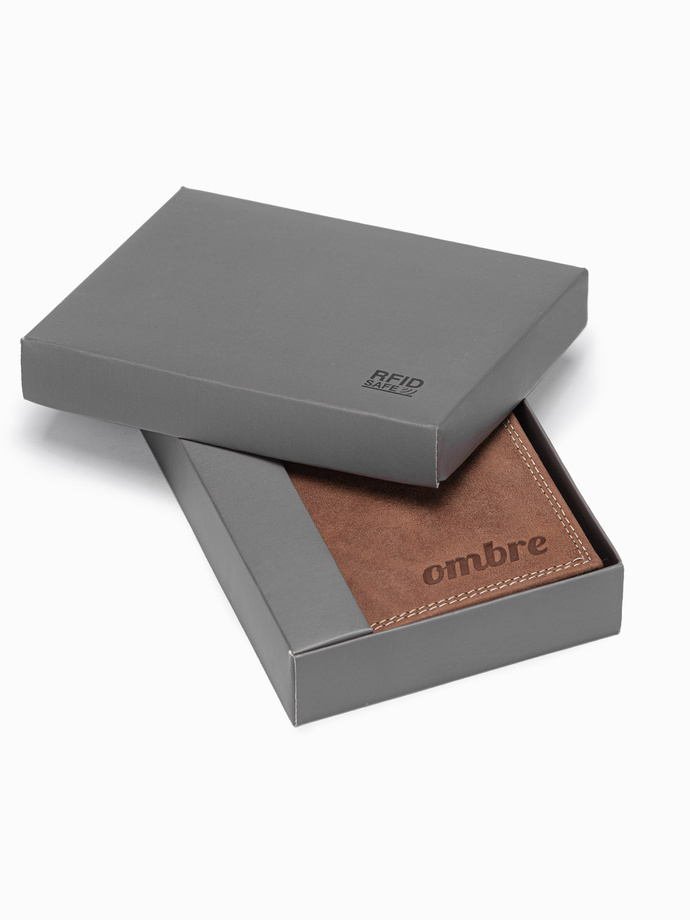 Men's leather wallet - light brown A417