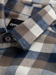 Cămașă clasică bărbătească din flanelă de bumbac cu carouri - maro și bleumarin V1 OM-SHCS-0157