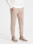 Pantaloni de trening structurați din tricot pentru bărbați CARROT - bej V2 OM-PASK-0143