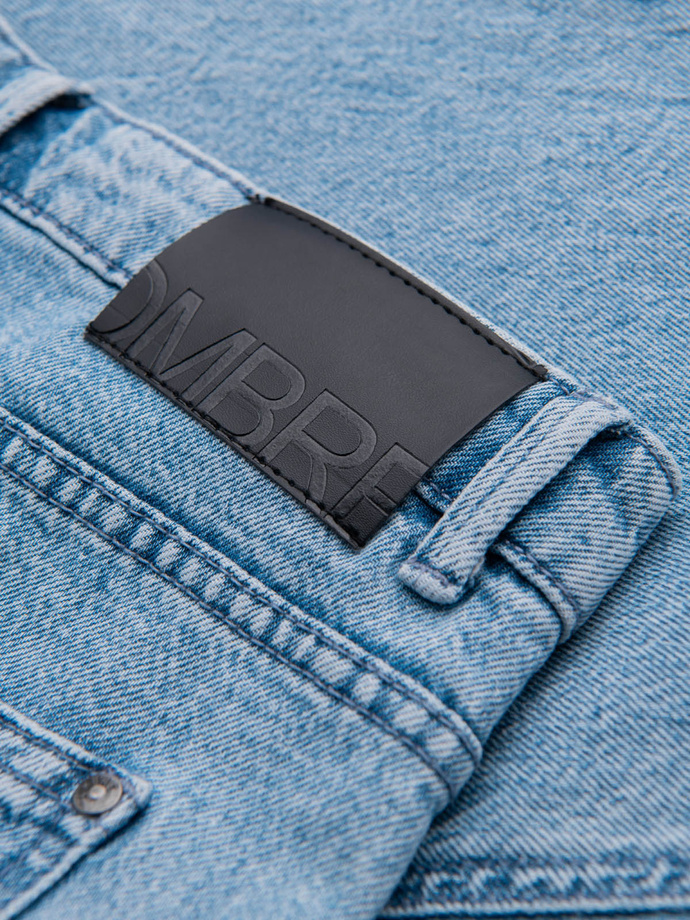 Pantaloni bărbați din denim marmorat CARROT FIT - albastru deschis V1 OM-PADP-0225