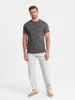 Men's full-print t-shirt in palm leaves - graphite V4 OM-TSFP-0182