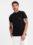 Tricou bărbătesc din bumbac cu buzunar - negru V1 OM-TSPT-0154