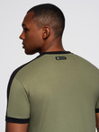 Tricou pentru bărbați cu dungi contrastante - măsline V4 OM-TSCT-0115