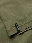 Men's t-shirt with wash effect and buttons at neckline - olive V4 OM-TSWT-0150