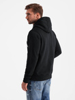 Men's kangaroo hoodie with college style print - black V3 OM-SSPS-0143