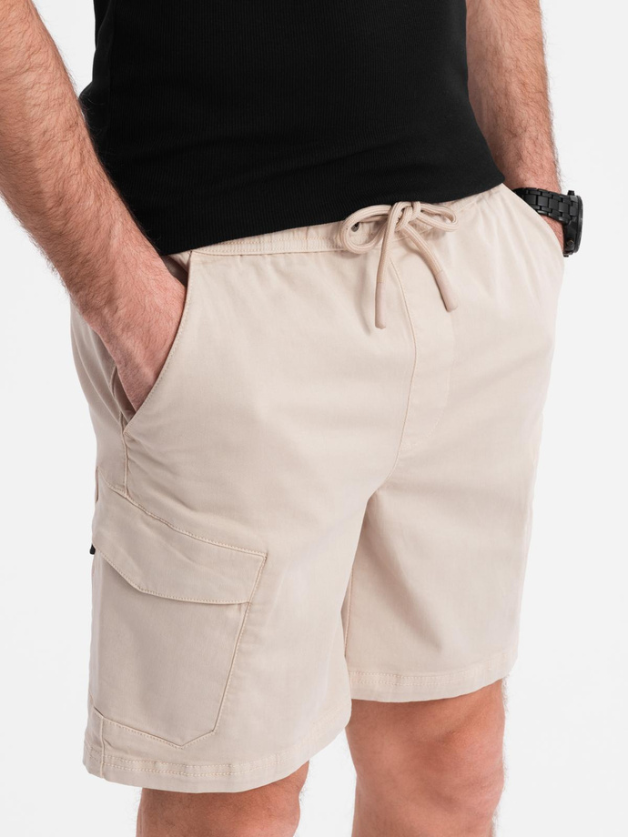 Pantaloni scurți casual pentru bărbați SLIM FIT jacquard knit - albastru marin V1 OM-SRCS-0168