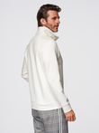 Men's sweatshirt with unbuttoned high collar and contrasting print - ecru V2 OM-SSZP-0211