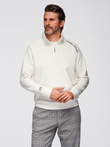 Men's sweatshirt with unbuttoned high collar and contrasting print - ecru V2 OM-SSZP-0211