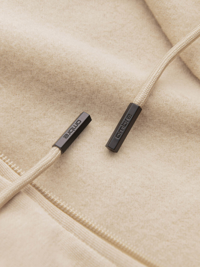 Men's unbuttoned cotton BASIC sweatshirt - beige V6 OM-SSBZ-0160