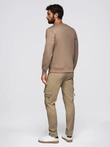 Classic men's sweatshirt with round neckline - light brown V3 OM-SSNZ-0243