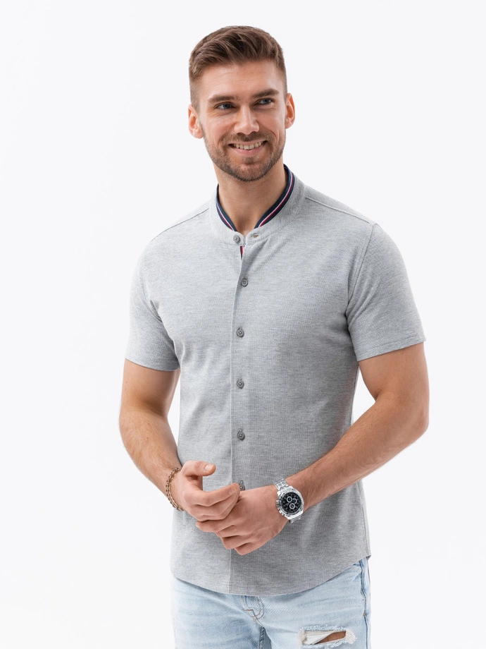 Men's short sleeve knit shirt - grey V5 K543