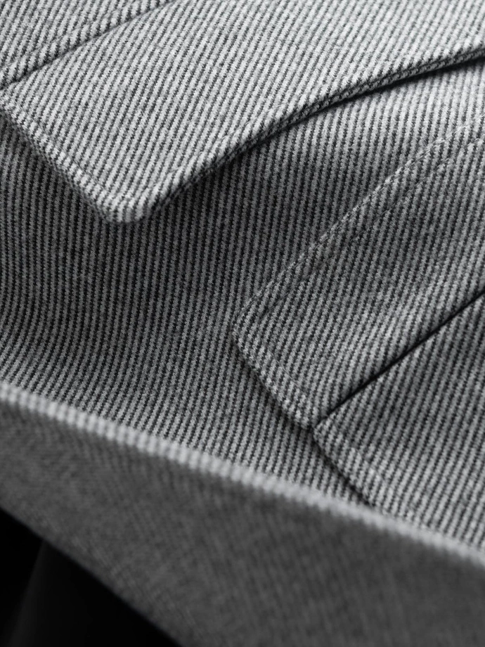 Pánský vzorovaný jednořadový kabát s kapsami - šedý V3 OM-COWC-0108