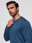 Men's BASIC sweatshirt with round neckline - navy blue V4 OM-SSBN-0175