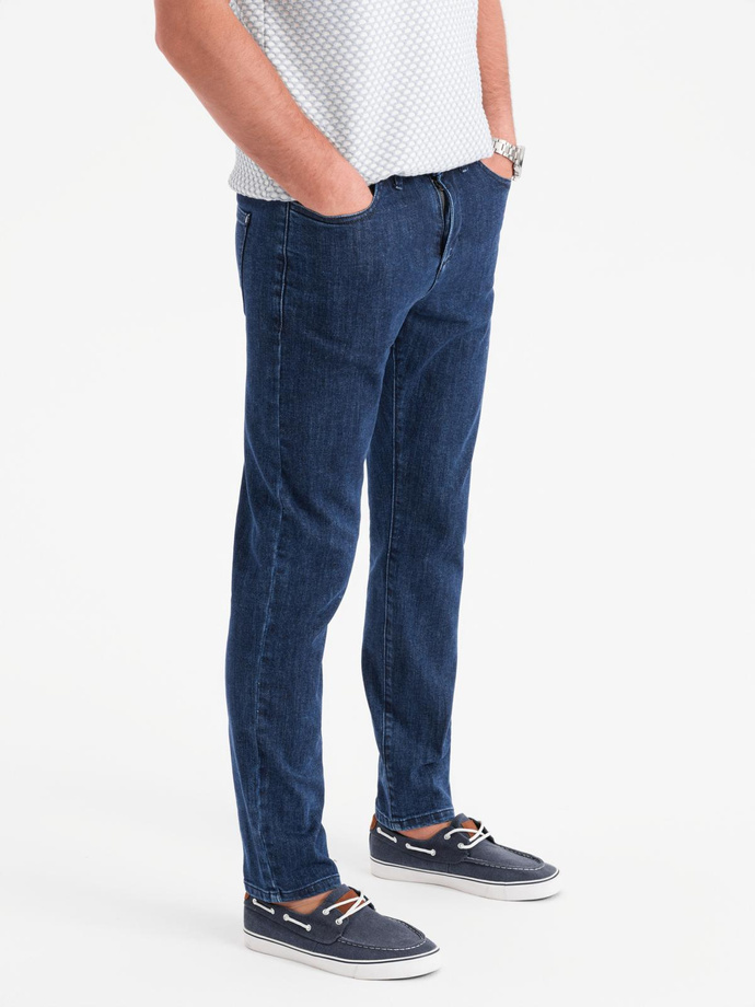 Klasické pánske džínsy SLIM FIT s elastanom - tmavomodré V3 OM-PADP-0216