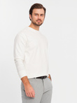 Men's cotton LOOSE FIT longsleeve with round neckline - cream V2 OM-LSBC-0129 