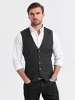 Men's fitted vest with rayon and marbled buttons - black V4 OM-BLZV-0112