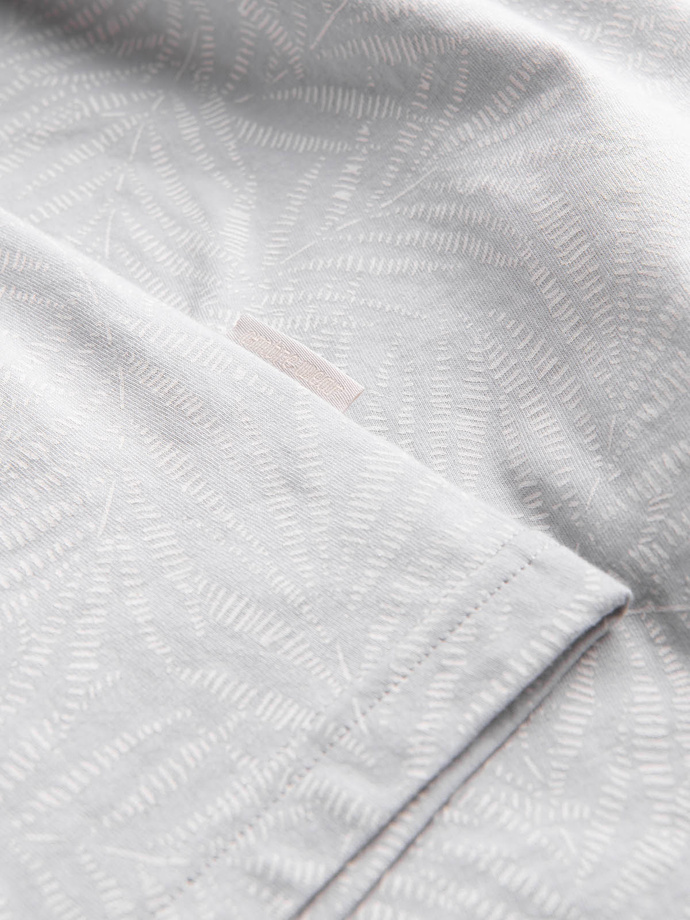 Pánske tričko s potlačou palmových listov - sivé V2 OM-TSFP-0182